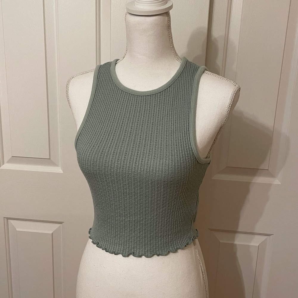 Lettuce Trim Knit Racerback Cropped Top